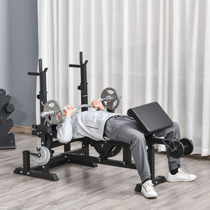 Adjustable weight bench - barbell rack, steel frame, multigym
