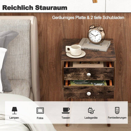Multifunctional bedside table with storage space made of wood 40 x 40 x 59.5 cm brown