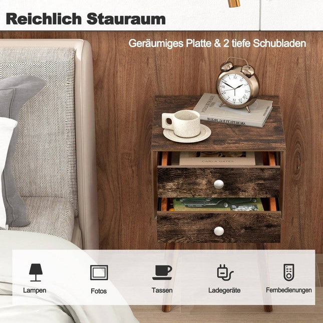 Multifunctional bedside table with storage space made of wood 40 x 40 x 59.5 cm brown