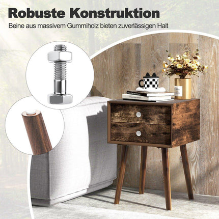 Multifunctional bedside table with storage space made of wood 40 x 40 x 59.5 cm brown