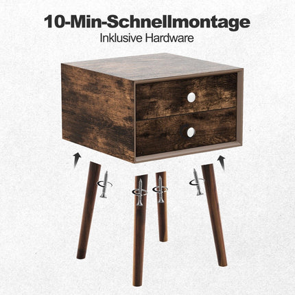 Multifunctional bedside table with storage space made of wood 40 x 40 x 59.5 cm brown
