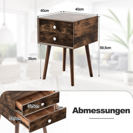 Multifunctional bedside table with storage space made of wood 40 x 40 x 59.5 cm brown
