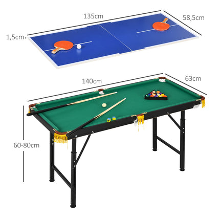 2-in-1 game table - pool and table tennis, adjustable height