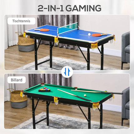 2-in-1 game table - pool and table tennis, adjustable height