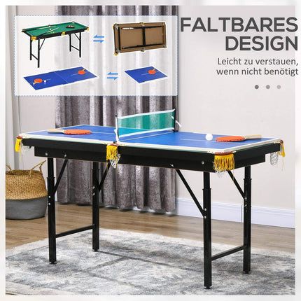 2-in-1 game table - pool and table tennis, adjustable height
