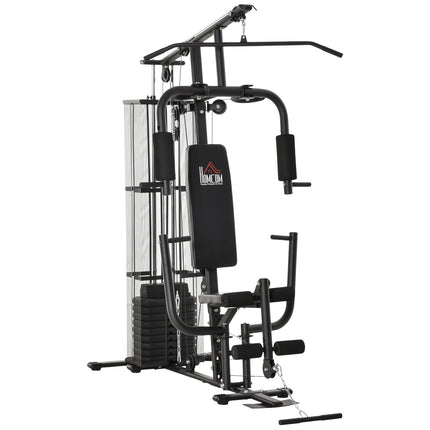 Multigym Fitness Station with Weights & Leg Curl, Black
