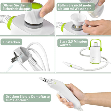 Multi-purpose steam cleaner portable handheld steam cleaning machine with 1000 W power green