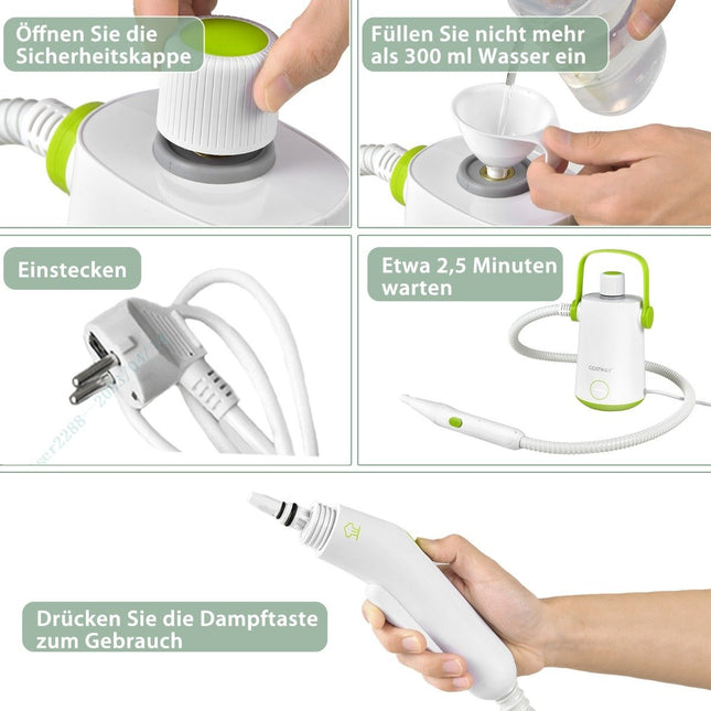 Multi-purpose steam cleaner portable handheld steam cleaning machine with 1000 W power green