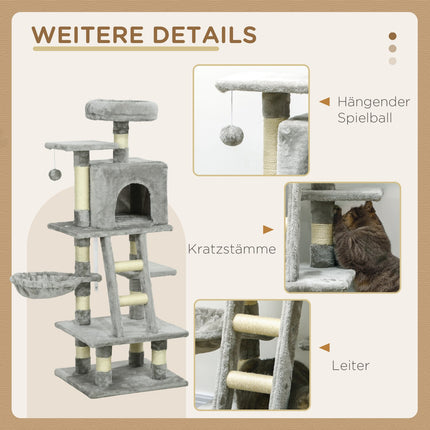 Cat tree with hammock, cave & basket for cats up to 4.5 kg