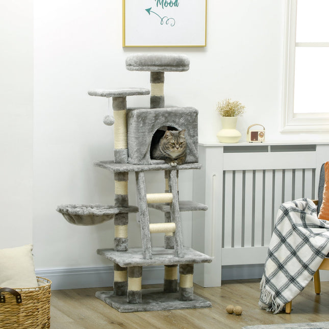 Cat tree with hammock, cave & basket for cats up to 4.5 kg