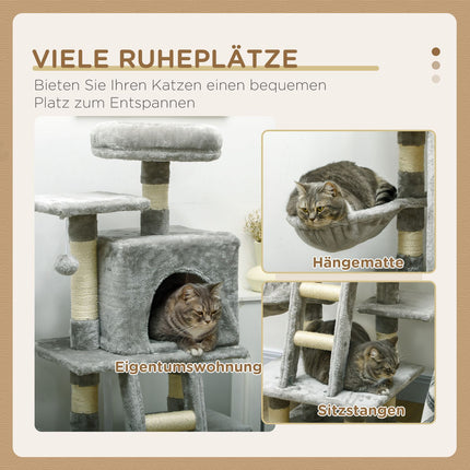 Cat tree with hammock, cave & basket for cats up to 4.5 kg