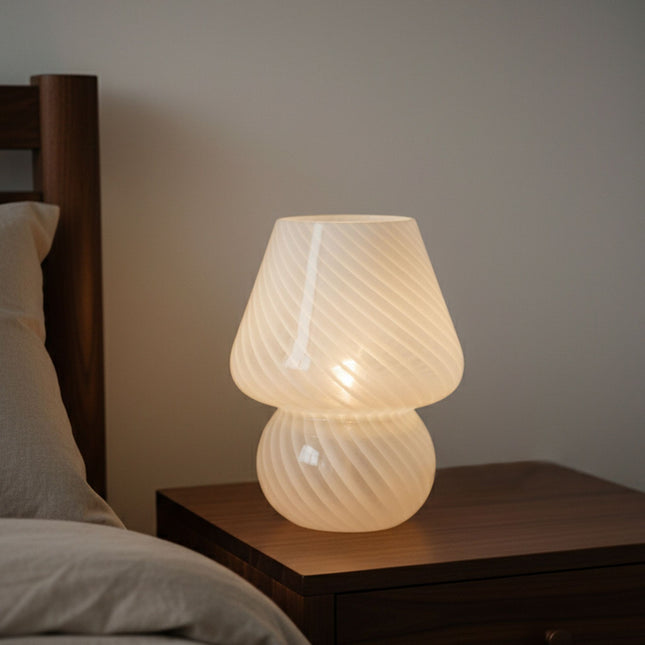 Mushroom Glass Table Lamp, LED, 3 Light Colors