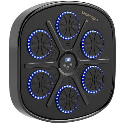 Music Boxing Machine, Electronic Bluetooth Boxing Machine with LED Lights, Music, Wall Mounted Boxing Target for Adults, Home Exercise, Black