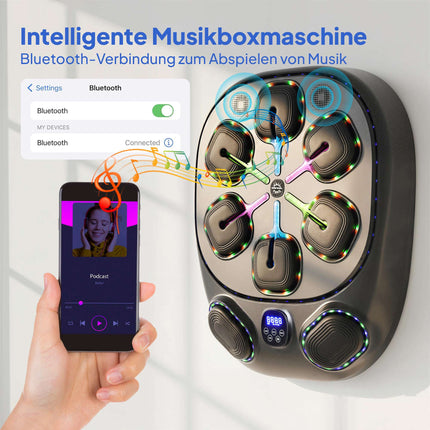 Music Boxing Machine with LED Lights & Bluetooth