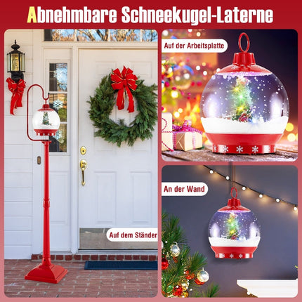 Musical Christmas Street Lamp, 173cm, Sound-Activated Snow Globe