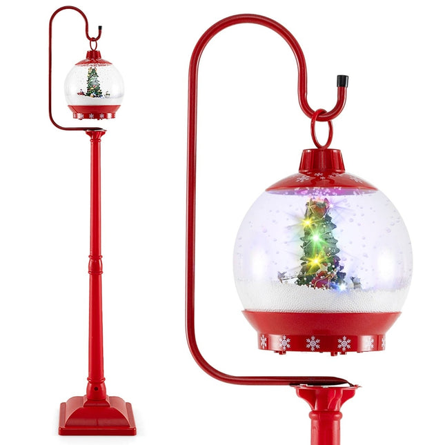 Musical Christmas Street Lamp, 173cm, Sound-Activated Snow Globe