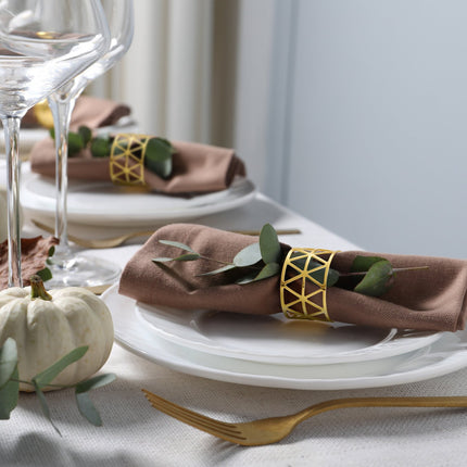 Napkin Rings Set of 12 – Metal Geometric Design