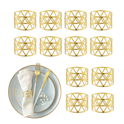 Napkin Rings Set of 12 – Metal Geometric Design