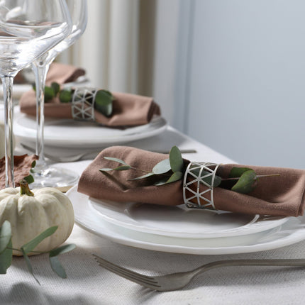 Napkin Rings Set of 12 – Metal Geometric Design