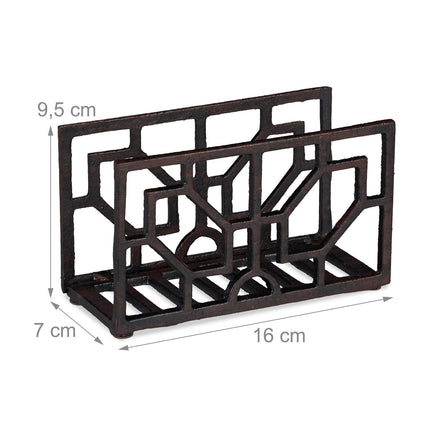 Napkin stand cast iron checkered motif
