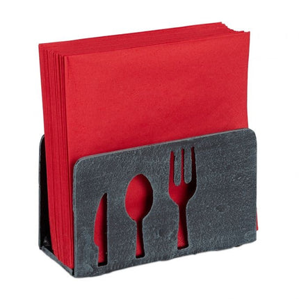 Napkin stand cast iron cutlery motif