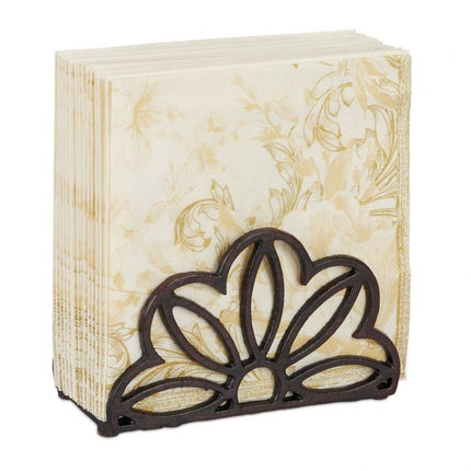 Napkin stand cast iron leaf motif