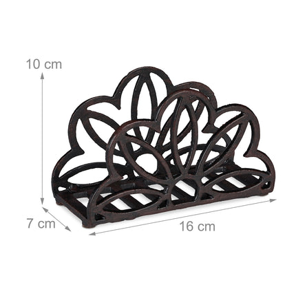 Napkin stand cast iron leaf motif