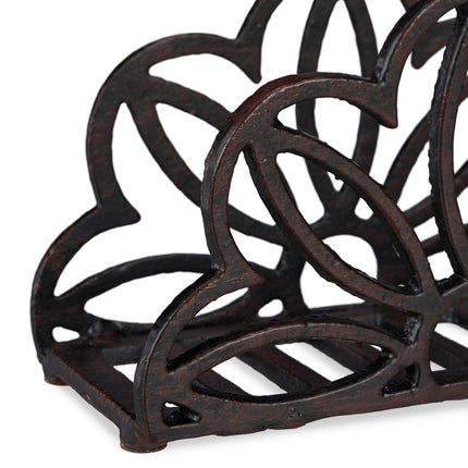 Napkin stand cast iron leaf motif
