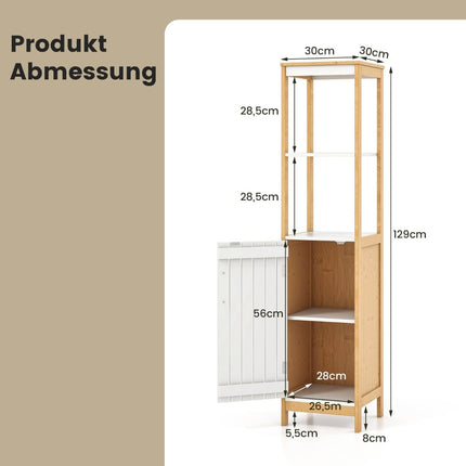 Narrow Bamboo Bathroom Cabinet with Adjustable Shelf
