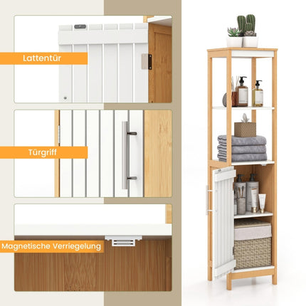 Narrow Bamboo Bathroom Cabinet with Adjustable Shelf