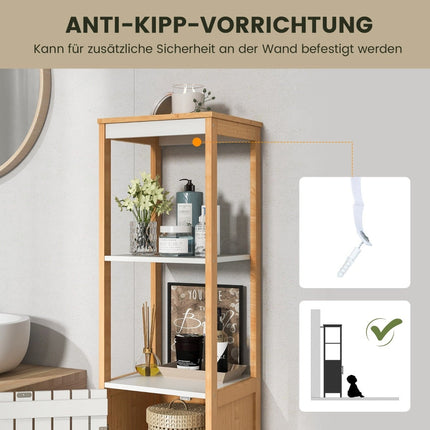 Narrow Bamboo Bathroom Cabinet with Adjustable Shelf