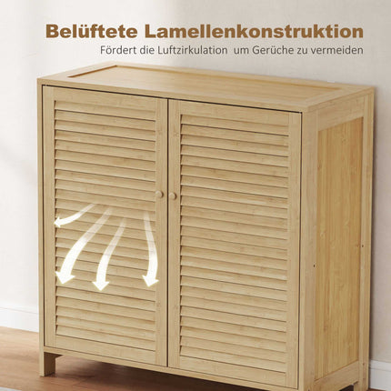 Narrow Bamboo Shoe Cabinet with Adjustable Shelves