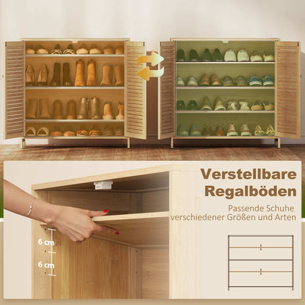 Narrow Bamboo Shoe Cabinet with Adjustable Shelves