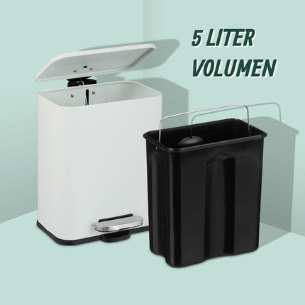 Narrow Bathroom Bin 5L – Soft-Close, Foot Pedal