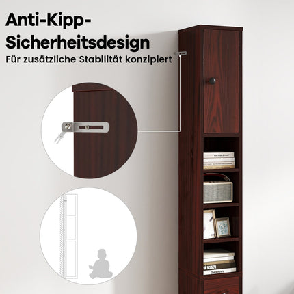 Narrow Bathroom Cabinet with Adjustable Shelves, Drawer
