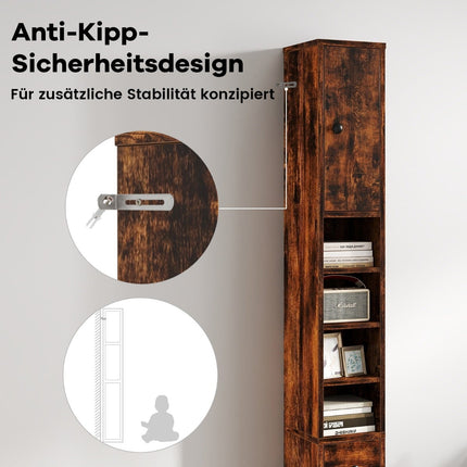 Narrow Bathroom Cabinet with Adjustable Shelves, Drawer