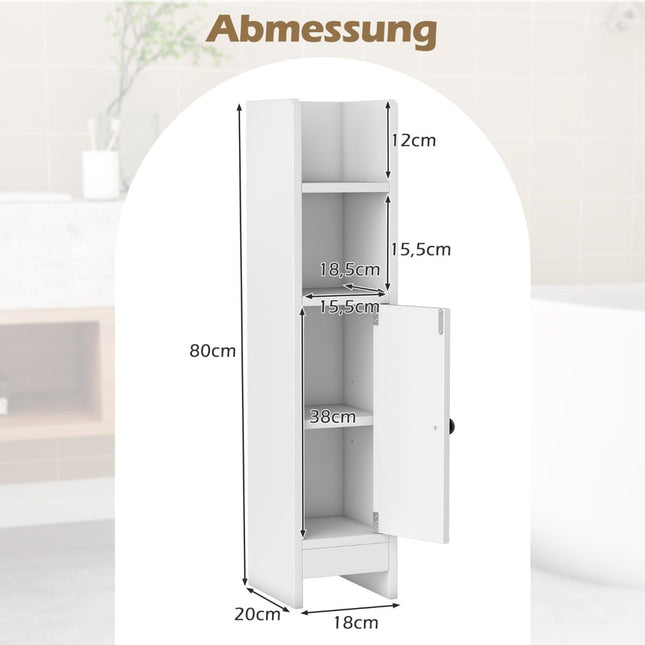 Narrow Bathroom Cabinet with Shelves & Adjustable Storage