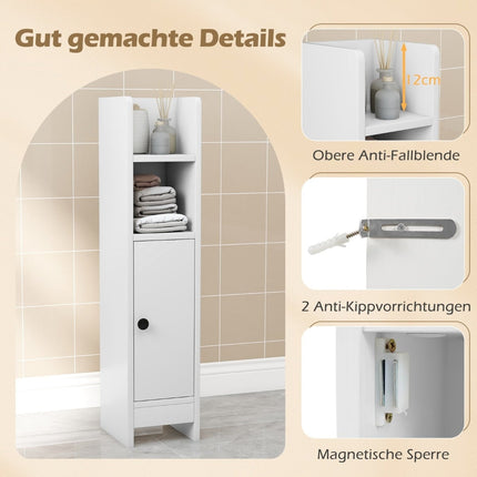 Narrow Bathroom Cabinet with Shelves & Adjustable Storage