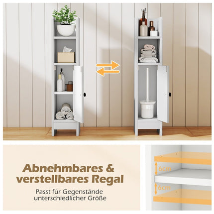 Narrow Bathroom Cabinet with Shelves & Adjustable Storage