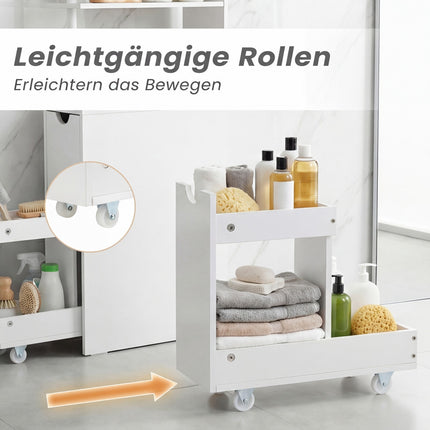 Narrow Bathroom Cabinet with Shelves & Drawer, 45x20x114 cm