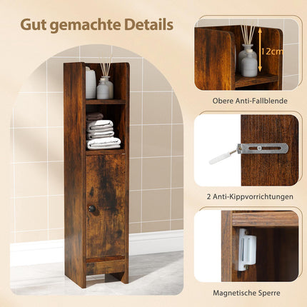 Narrow Bathroom Cabinet with Shelves and Adjustable Storage
