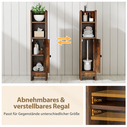 Narrow Bathroom Cabinet with Shelves and Adjustable Storage