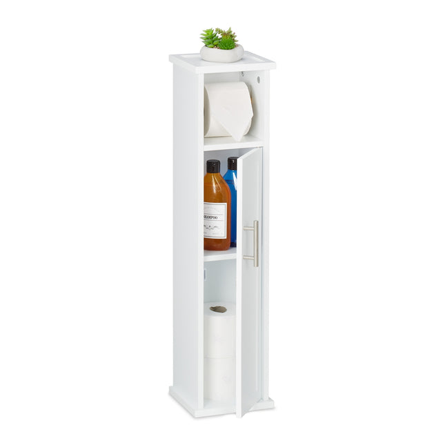 Narrow Bathroom Cabinet with Toilet Paper Holder