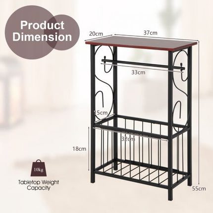 Narrow Bathroom Side Table with Toilet Paper Holder, Basket