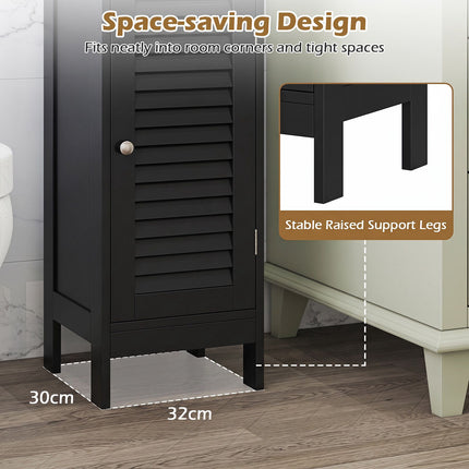 Narrow Bathroom Storage Cabinet with Adjustable Shelf, Black