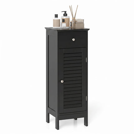 Narrow Bathroom Storage Cabinet with Adjustable Shelf, Black