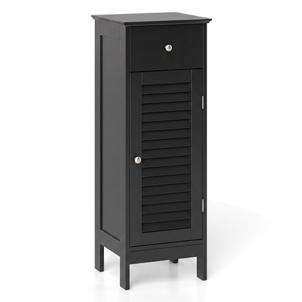 Narrow Bathroom Storage Cabinet with Adjustable Shelf, Black