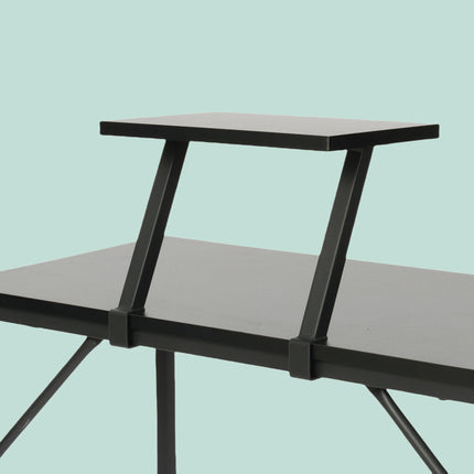 Narrow Black Computer Desk with Monitor Shelf