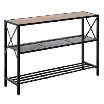 Narrow Console Sofa Table, 41.7 Inch, 3-Tier Metal Frame