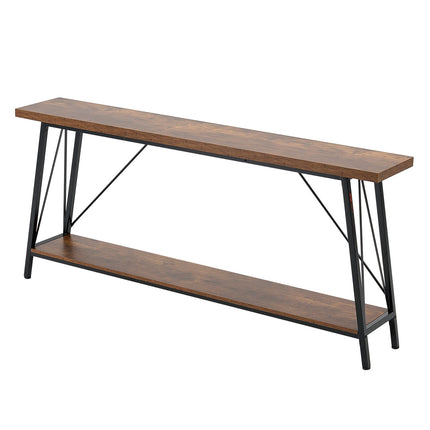 Narrow Console Sofa Table 70.9 In, 2-Tier Metal Frame